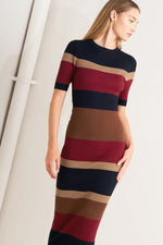 FALL RHYTHM COLOR BLOCKED MIDI SWEATER DRESS