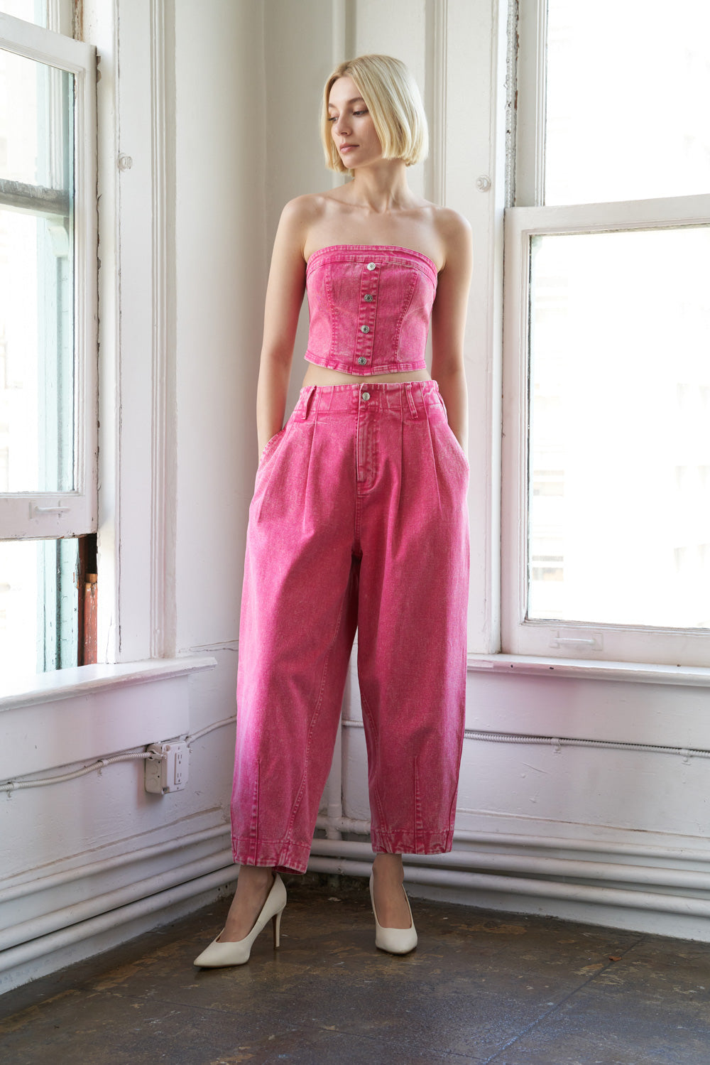 SOCIAL HOUR DENIM TUBE TOP