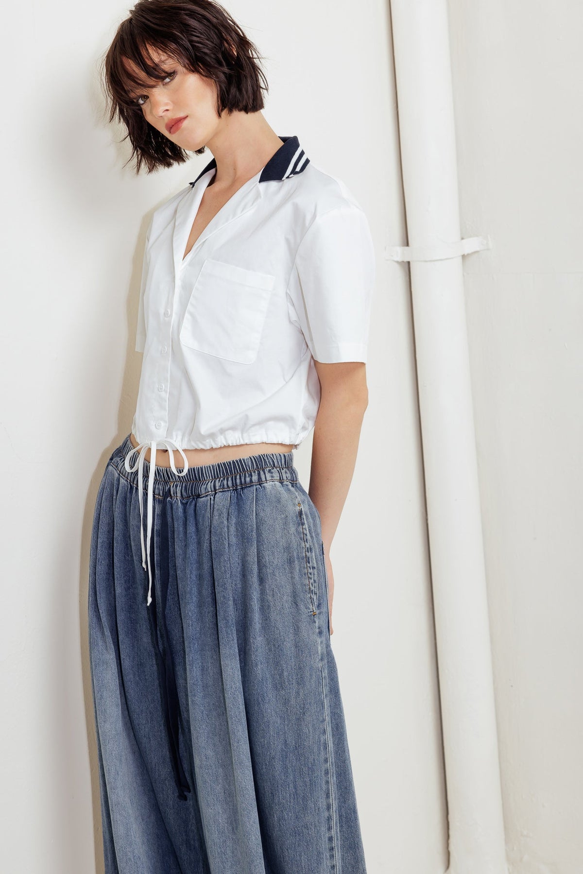 COASTAL COLLAR WOVEN CROP TOP