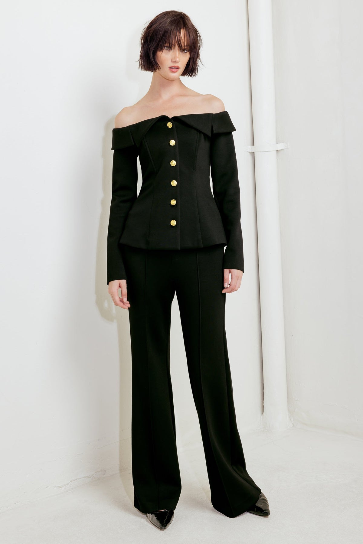 MODERN FLOW BLACK WOVEN TOP