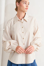 PINSTRIPE CHIC WOVEN TOP