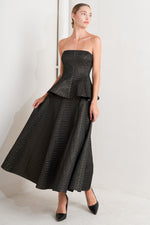 EVENING SCULPT METALLIC THREADED WOVEN TOP