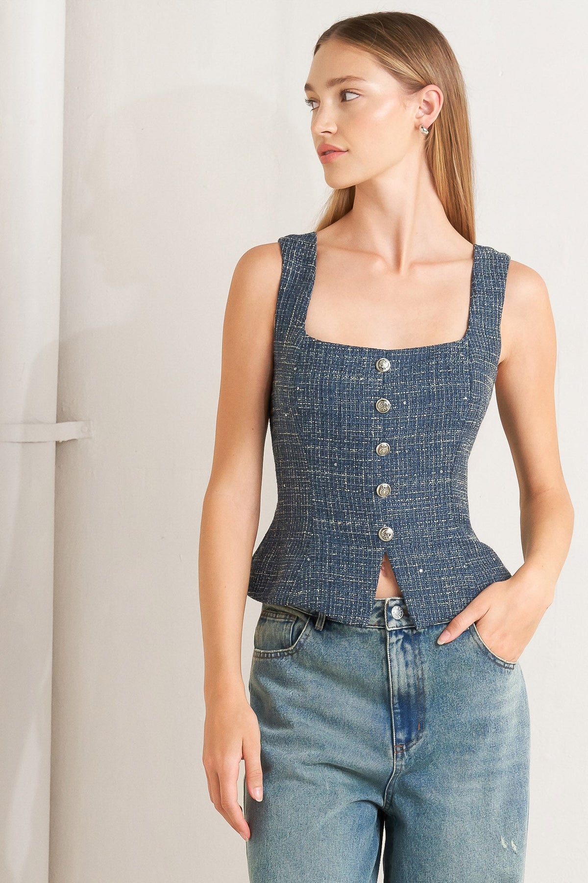 STUDIO FEMME LOOK TWEED TOP