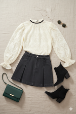 PRECIOUS LOOK IVORY WOVEN LACE TOP