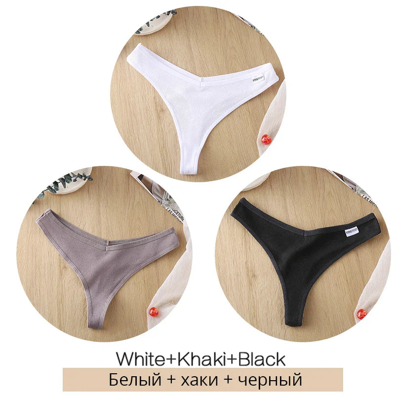 3Pcs/Set Women Cotton Thongs Panties Sexy Low Waist G-String Briefs Ladies Brazilian Lingerie Girls Breathable Intimates Bikini