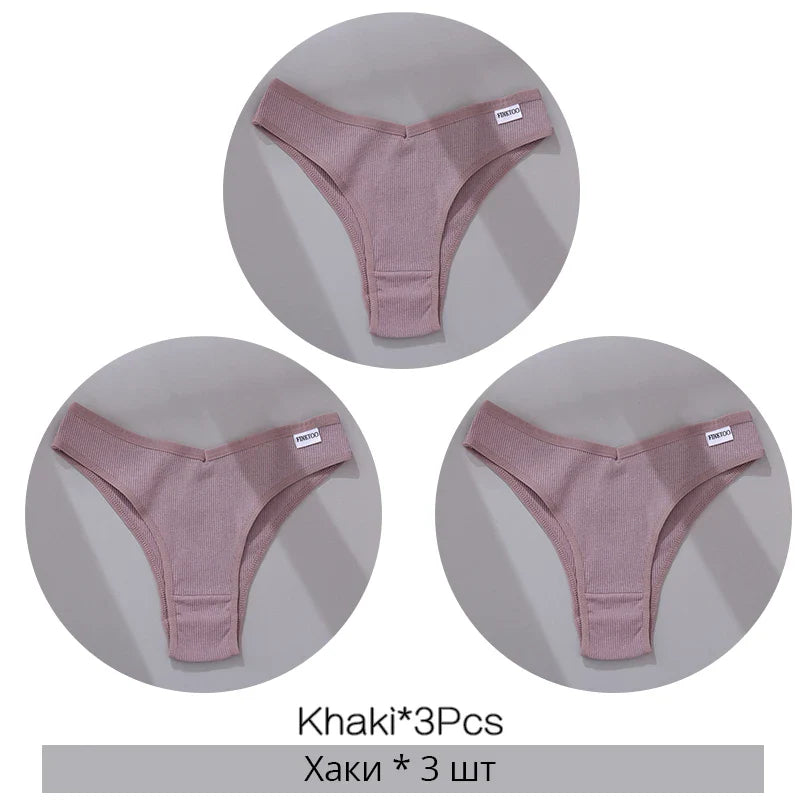 3Pcs/Set Cotton Women Briefs Sexy Seamless Brazilian Panties Female Low Rise Underwear Breathable Underpants Girls M-XL Intimate