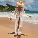 Crochet White Knitted Beach Cover Up Dress Tunic Long Pareos Bikinis Cover Ups Swim Cover Up Robe Plage Beachwear