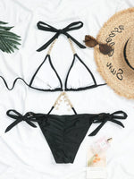 Sexy Luxury Bikini 2026 Women Crystal Rhinestones Push Up Micro Swimsuit Neon Orange Metal Chain Diamond High Cut Thong Swimwear