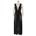 Loose Chiffon Beach Dress Sexy Women Solid Elegant Split Summer Maxi Dress Vestidos