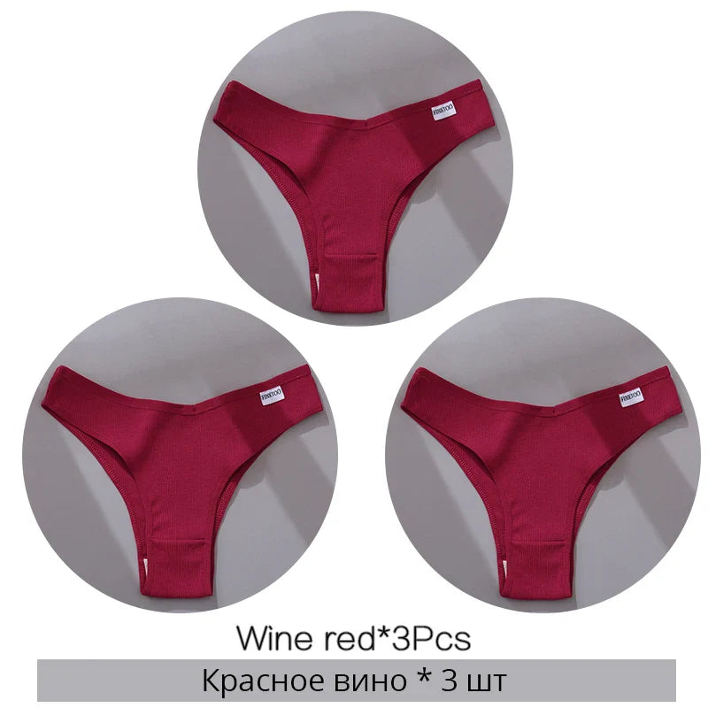 3Pcs/Set Cotton Women Briefs Sexy Seamless Brazilian Panties Female Low Rise Underwear Breathable Underpants Girls M-XL Intimate