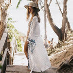 Crochet White Knitted Beach Cover Up Dress Tunic Long Pareos Bikinis Cover Ups Swim Cover Up Robe Plage Beachwear