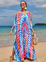2025 Loose Boho Style Maxi Dress Print Face Swim Suit Cover-up Bohemian Dress Robe Plage Kaftan Maxi Dress Beach Wear Tunics