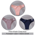 3Pcs/Set Women Cotton Panties Sexy V Waist Briefs T-Back Brazilian Underpants Female M-XL Underwear Girls Breathable Intimates