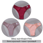 3Pcs/Set Women Cotton Panties Sexy V Waist Briefs T-Back Brazilian Underpants Female M-XL Underwear Girls Breathable Intimates