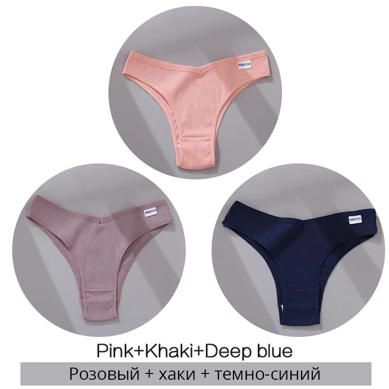 3Pcs/Set Cotton Women Briefs Sexy Low Rise Panties Female Seamless Underwear Breathable Underpants Girls M-XL Intimates Lingerie