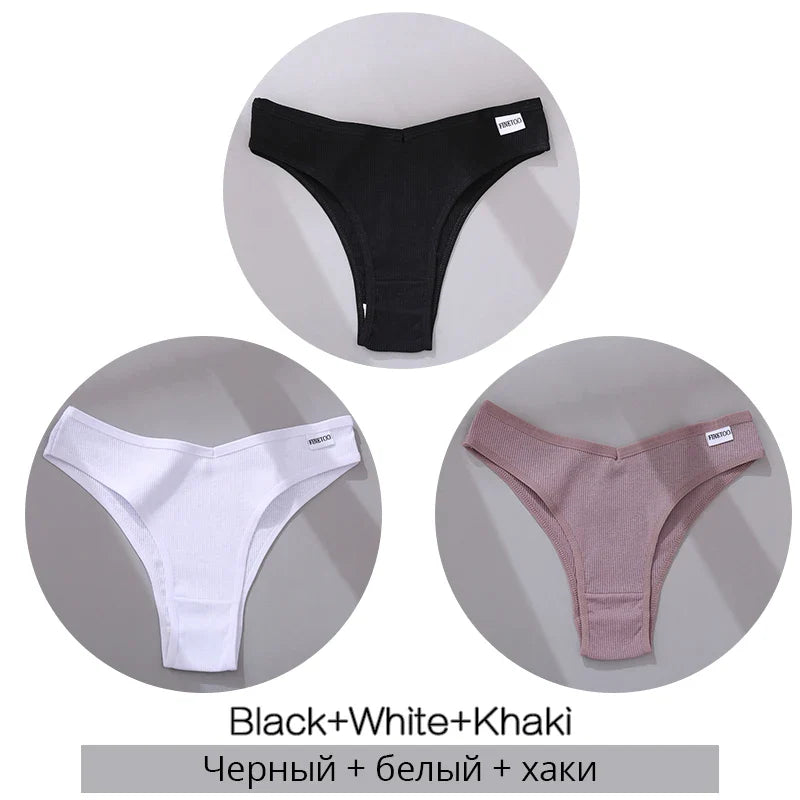 3Pcs/Set Cotton Women Briefs Sexy Low Rise Panties Female Seamless Underwear Breathable Underpants Girls M-XL Intimates Lingerie