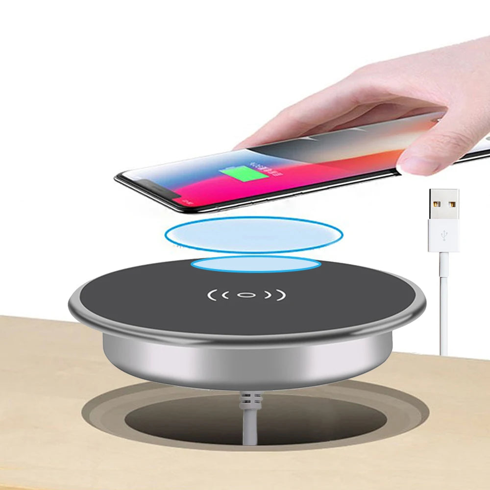 Desk Embeded Wireless Charger 15W Phone Charger 3.0 For xiaomi mi 11 10s Wireless Charging Pad For iphone 12 pro max x plus