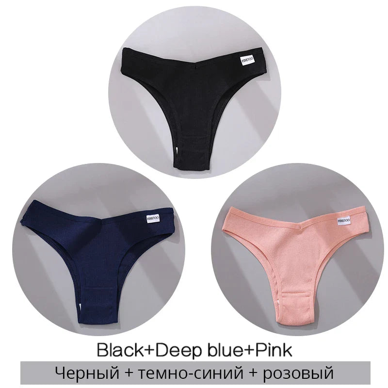 3Pcs/Set Cotton Women Briefs Sexy Seamless Brazilian Panties Female Low Rise Underwear Breathable Underpants Girls M-XL Intimate