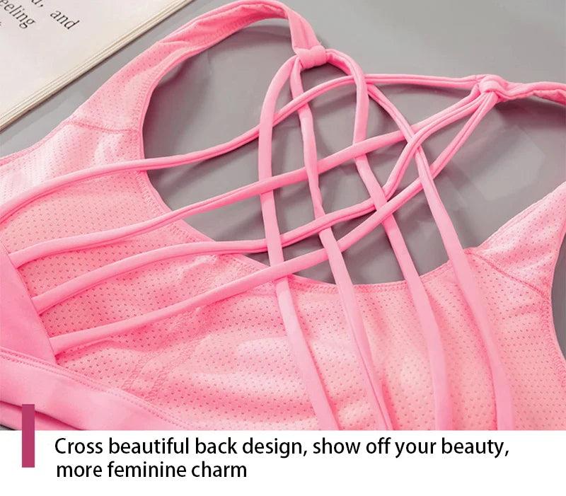 New Fitness Sports Bra for Women Push Up Cross Back Shockproof Running Gym Training Workout Yoga Underwear Crop Tops