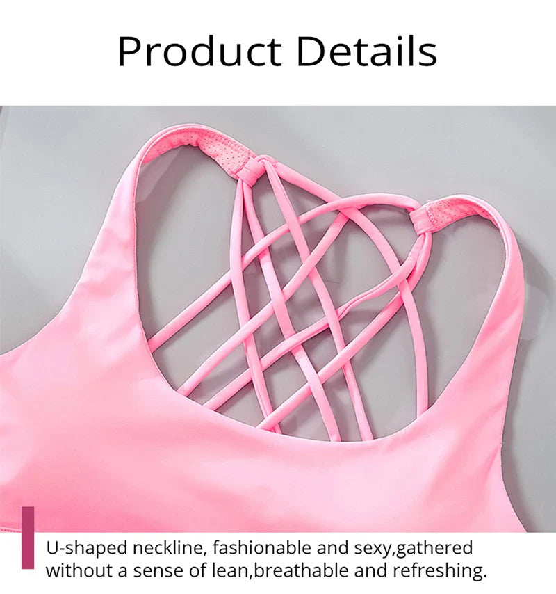 New Fitness Sports Bra for Women Push Up Cross Back Shockproof Running Gym Training Workout Yoga Underwear Crop Tops