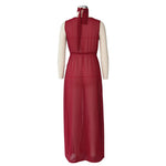 Loose Chiffon Beach Dress Sexy Women Solid Elegant Split Summer Maxi Dress Vestidos
