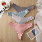 FINETOO Cotton Panties G-String for Women V Wasit Lingerie Solid Color Thongs M-XL Breathable Underwear Girls Intimates Lingerie