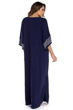 2026 Indie Folk Embroidered Short Sleeve Summer Dress Cotton Tunic Beach Kaftan Women Beachwear Swimsuit Cover Up Robe de plage