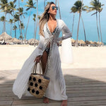 Crochet White Knitted Beach Cover Up Dress Tunic Long Pareos Bikinis Cover Ups Swim Cover Up Robe Plage Beachwear
