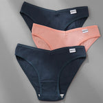3PCS M-2XL Women Cotton Panties Briefs Female Sexy V Wasit Underwear Ladies Underpants Pantys Girls Plus Size Intimates Lingerie