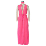 Loose Chiffon Beach Dress Sexy Women Solid Elegant Split Summer Maxi Dress Vestidos