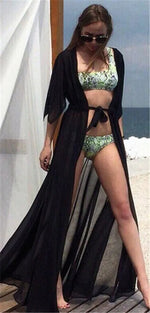 Summer Lady Beach Cover Up Sexy Bikini 2024 Chiffon Long Dress For Women Solid Beach Dress Women Bathing Suit Beach Tunic Kaftan