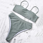 ZTVitality Sexy Bikinis Solid Push Up Bikini 2021 Hot Sale Padded Bra Straps High Waist Swimsuit Female Swimwear Women Biquini