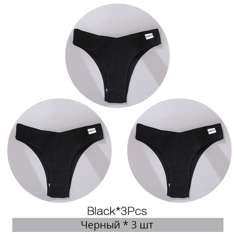 3Pcs/Set Cotton Women Briefs Sexy Low Rise Panties Female Seamless Underwear Breathable Underpants Girls M-XL Intimates Lingerie