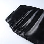 Women Autumn Sexy High Waist Bodycon Skirt Fashion Adults Slim-fit Solid Color Slit Leather Long Skirt Black/White