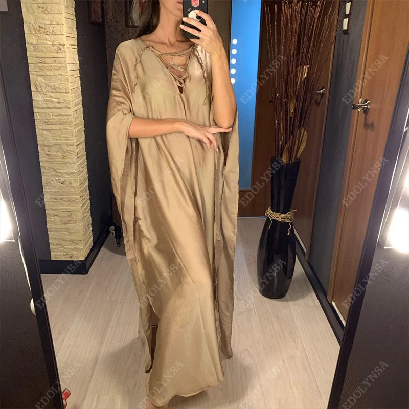 2026 Indie Folk Embroidered Short Sleeve Summer Dress Cotton Tunic Beach Kaftan Women Beachwear Swimsuit Cover Up Robe de plage