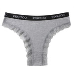 FINETOO Women Cotton Panties M-2XL Sexy Hollow Out Lace Briefs Female Letter Belt Brazil Underwear Girl Big Size PantyLingerie