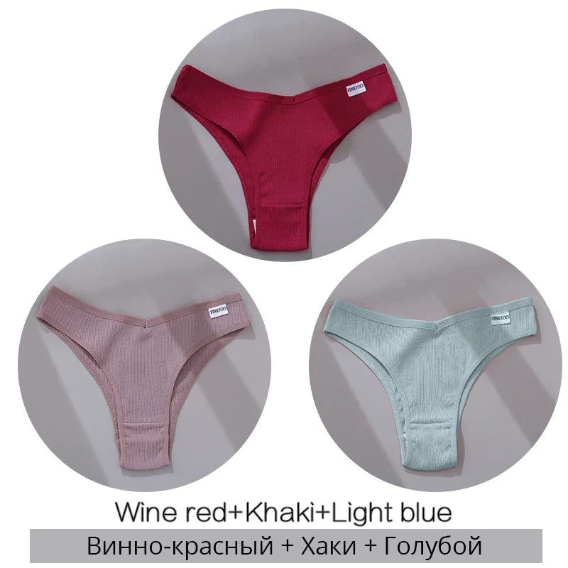 3Pcs/Set Cotton Women Briefs Sexy Low Rise Panties Female Seamless Underwear Breathable Underpants Girls M-XL Intimates Lingerie