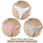 3Pcs/Set Women Cotton Thongs Panties Sexy Low Waist G-String Briefs Ladies Brazilian Lingerie Girls Breathable Intimates Bikini
