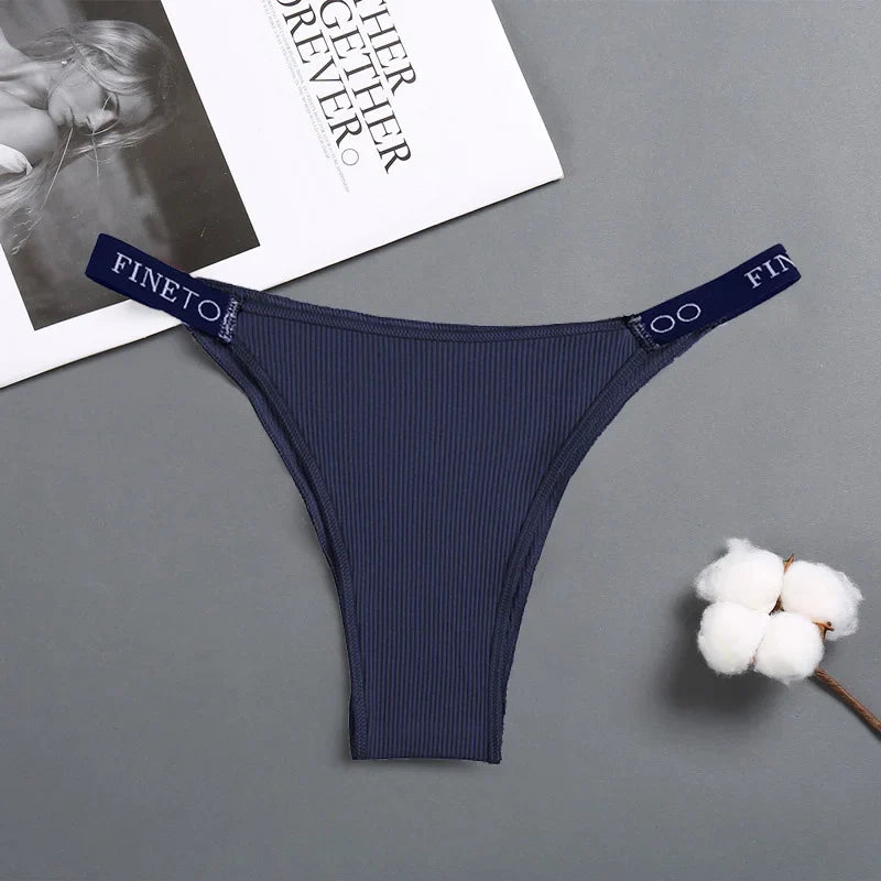 Sexy Low Rise Cotton Panties for Women Female Briefs Pantys LadiesLetter Belt Underwear Girls M-XL Intimates Lingerie FINETOO