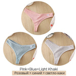 3Pcs/Set Women Cotton Thongs Panties Sexy Low Waist G-String Briefs Ladies Brazilian Lingerie Girls Breathable Intimates Bikini