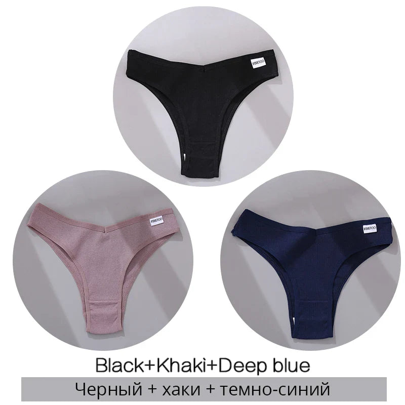 3Pcs/Set Cotton Women Briefs Sexy Low Rise Panties Female Seamless Underwear Breathable Underpants Girls M-XL Intimates Lingerie
