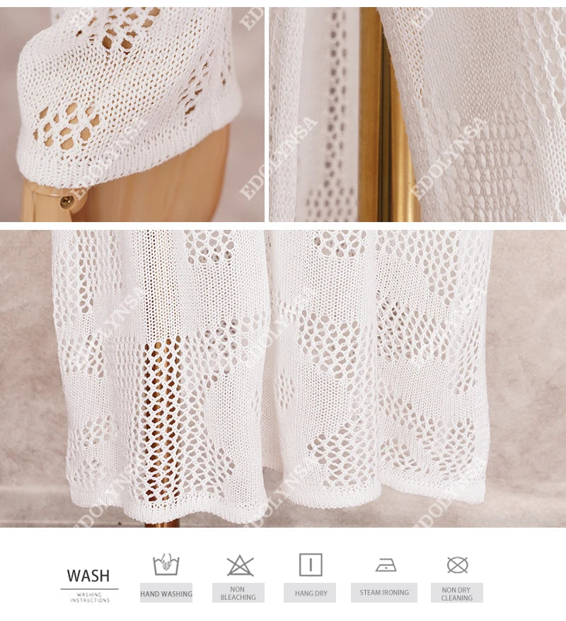 New Arrivals Sexy Beach Cover up Crochet Women Swimwear Rash Guard Beach Kaftan Wrap Dress Robe de Plage Saida de Praia #Q194