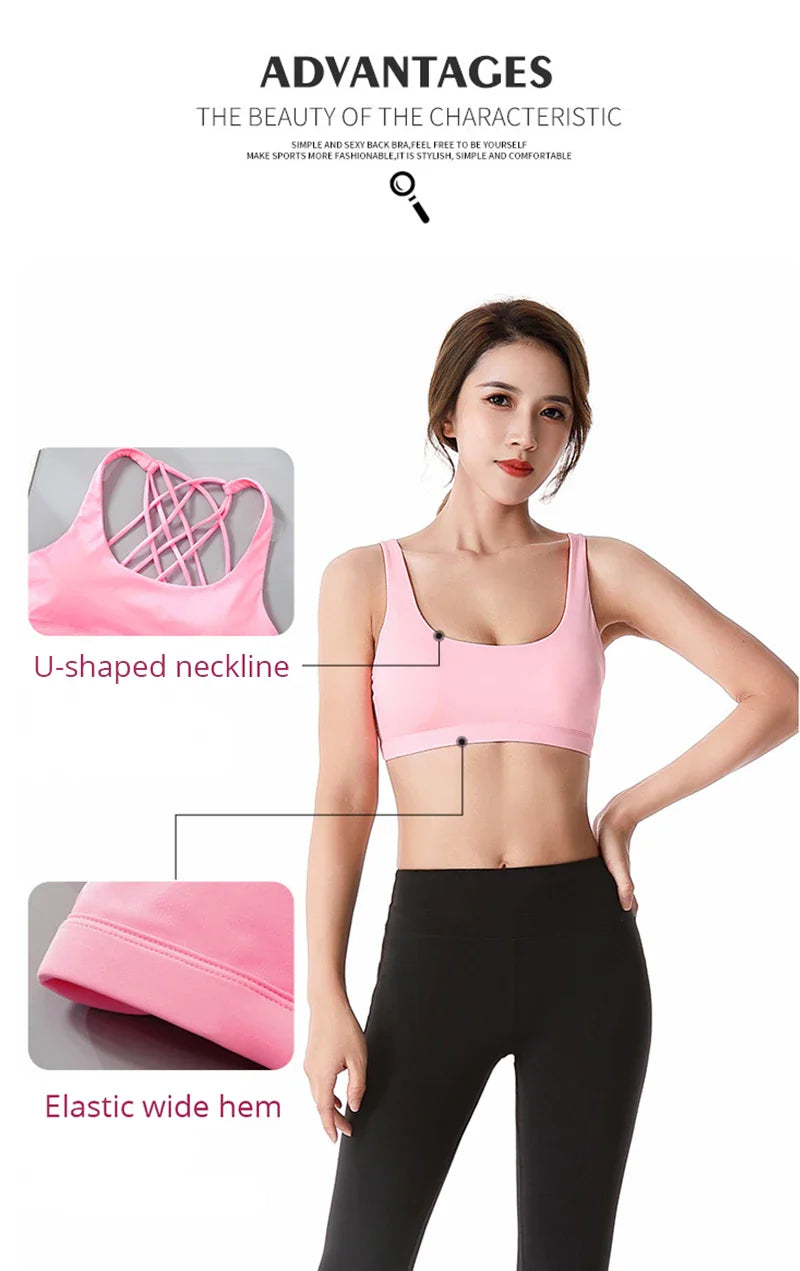 New Fitness Sports Bra for Women Push Up Cross Back Shockproof Running Gym Training Workout Yoga Underwear Crop Tops