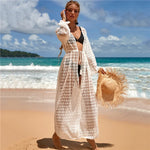 Crochet White Knitted Beach Cover Up Dress Tunic Long Pareos Bikinis Cover Ups Swim Cover Up Robe Plage Beachwear