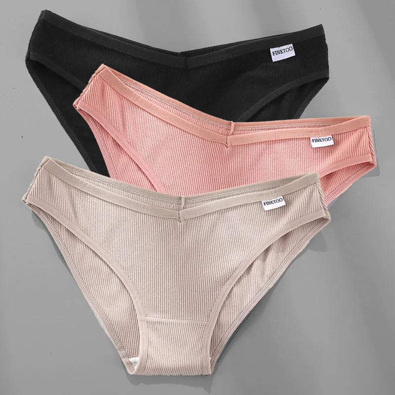 3PCS M-2XL Women Cotton Panties Briefs Female Sexy V Wasit Underwear Ladies Underpants Pantys Girls Plus Size Intimates Lingerie