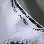 FINETOO Women Cotton Panties M-2XL Sexy Hollow Out Lace Briefs Female Letter Belt Brazil Underwear Girl Big Size PantyLingerie