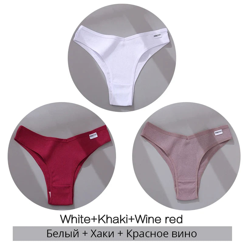 3Pcs/Set Cotton Women Briefs Sexy Low Rise Panties Female Seamless Underwear Breathable Underpants Girls M-XL Intimates Lingerie
