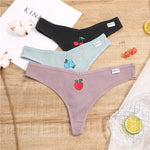 3PCS Cotton Women Thongs Panties Sexy Low Waist Cotton Briefs Female T-Back G-string Girls M-XL Intimate Lingerie
