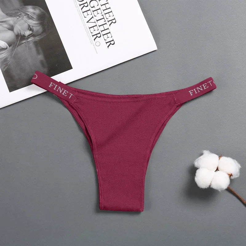 Sexy Low Rise Cotton Panties for Women Female Briefs Pantys LadiesLetter Belt Underwear Girls M-XL Intimates Lingerie FINETOO