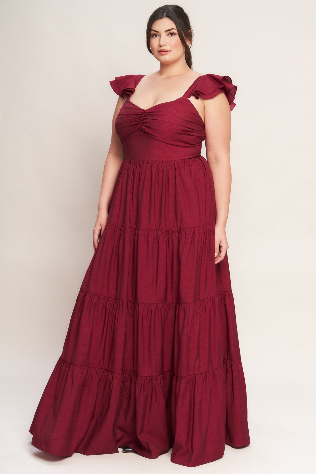 SUMMER MILK DEEP RED WOVEN MAXI DRESS